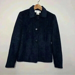 Jones New York Blue/Blk Sparkle Wool Blend Blazer, Size 6 EUC